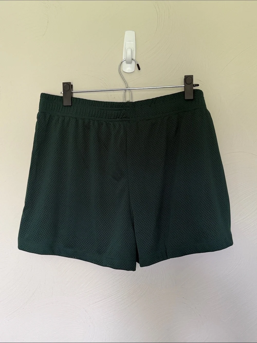 Women’s Green Athletic Mesh Shorts with Pink Side Stripes - Casual Performance